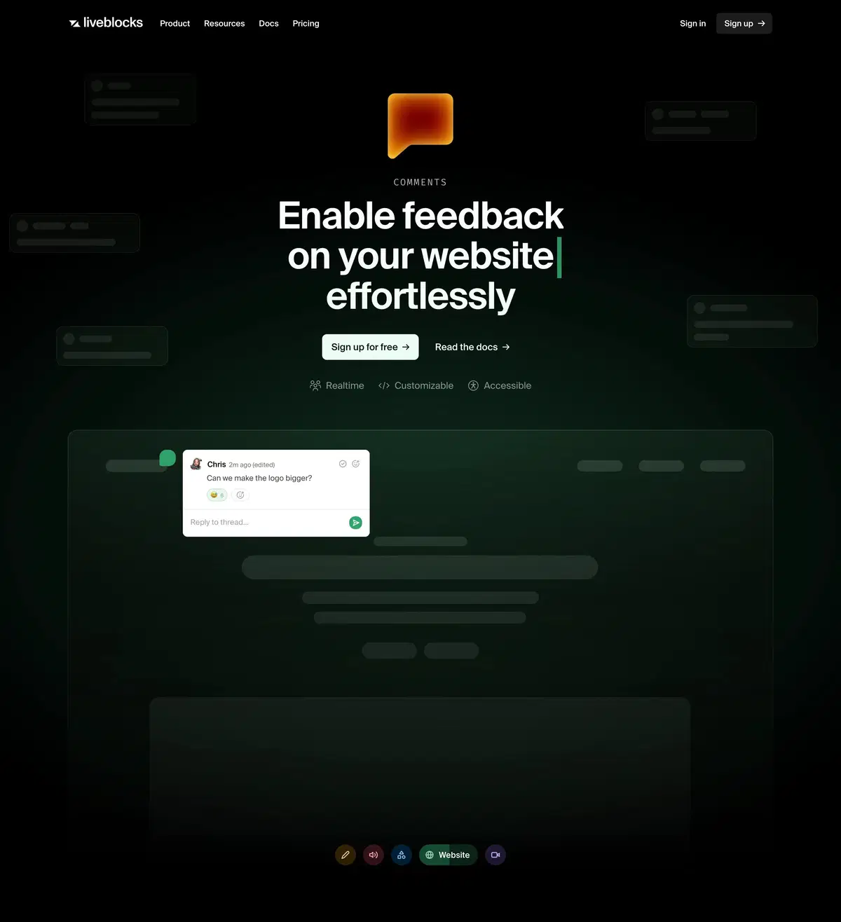Liveblocks Comments Page Section Features