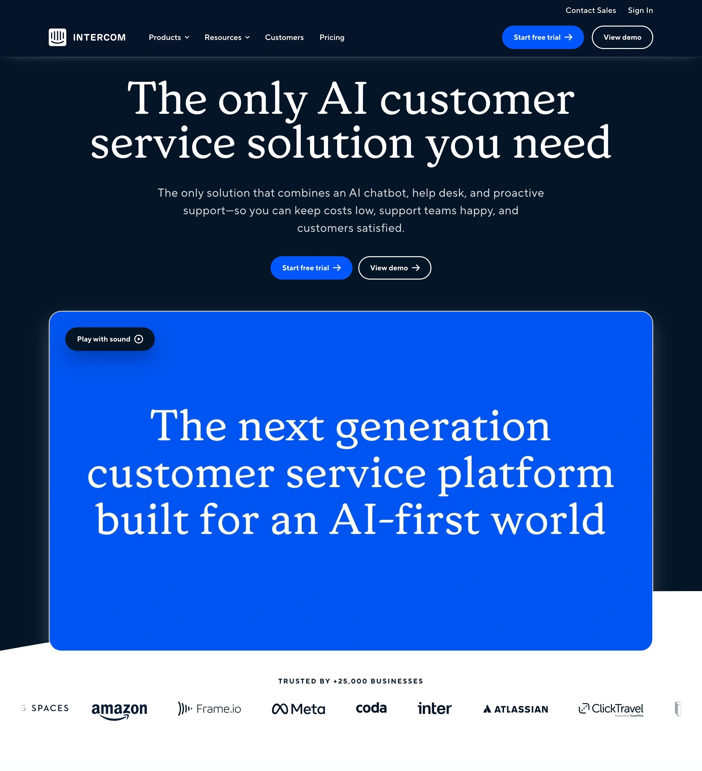 Intercom Home Page Section Hero