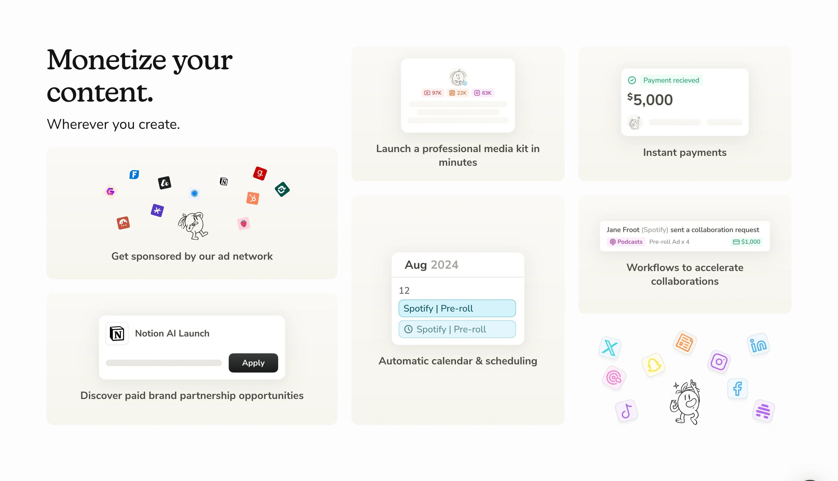 Passionfroot Creator Page Section Monetize Your Content