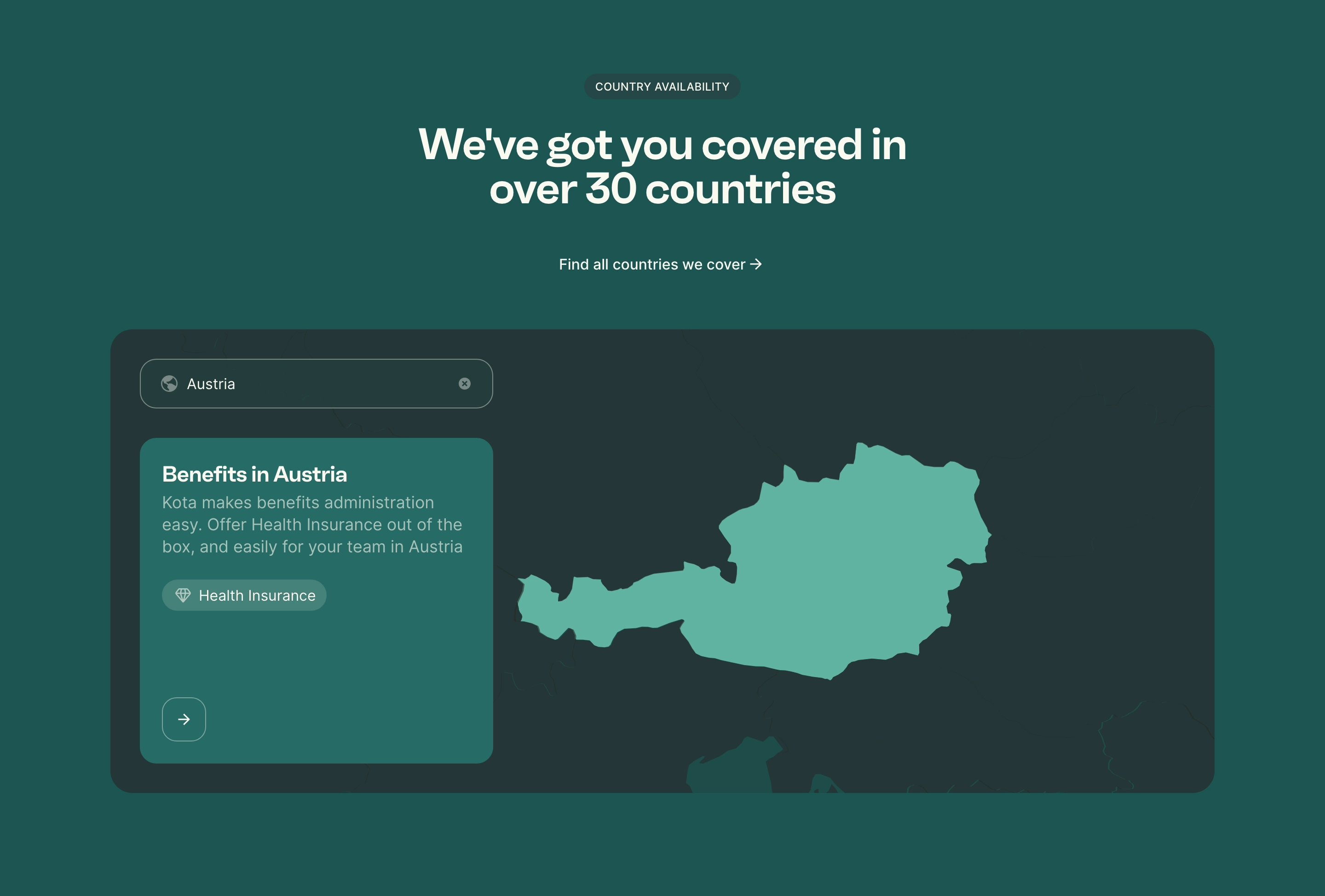 Kota Home Page Section Country Availability