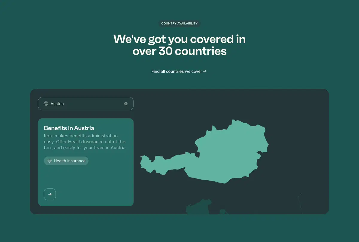Kota Home Page Section Country Availability