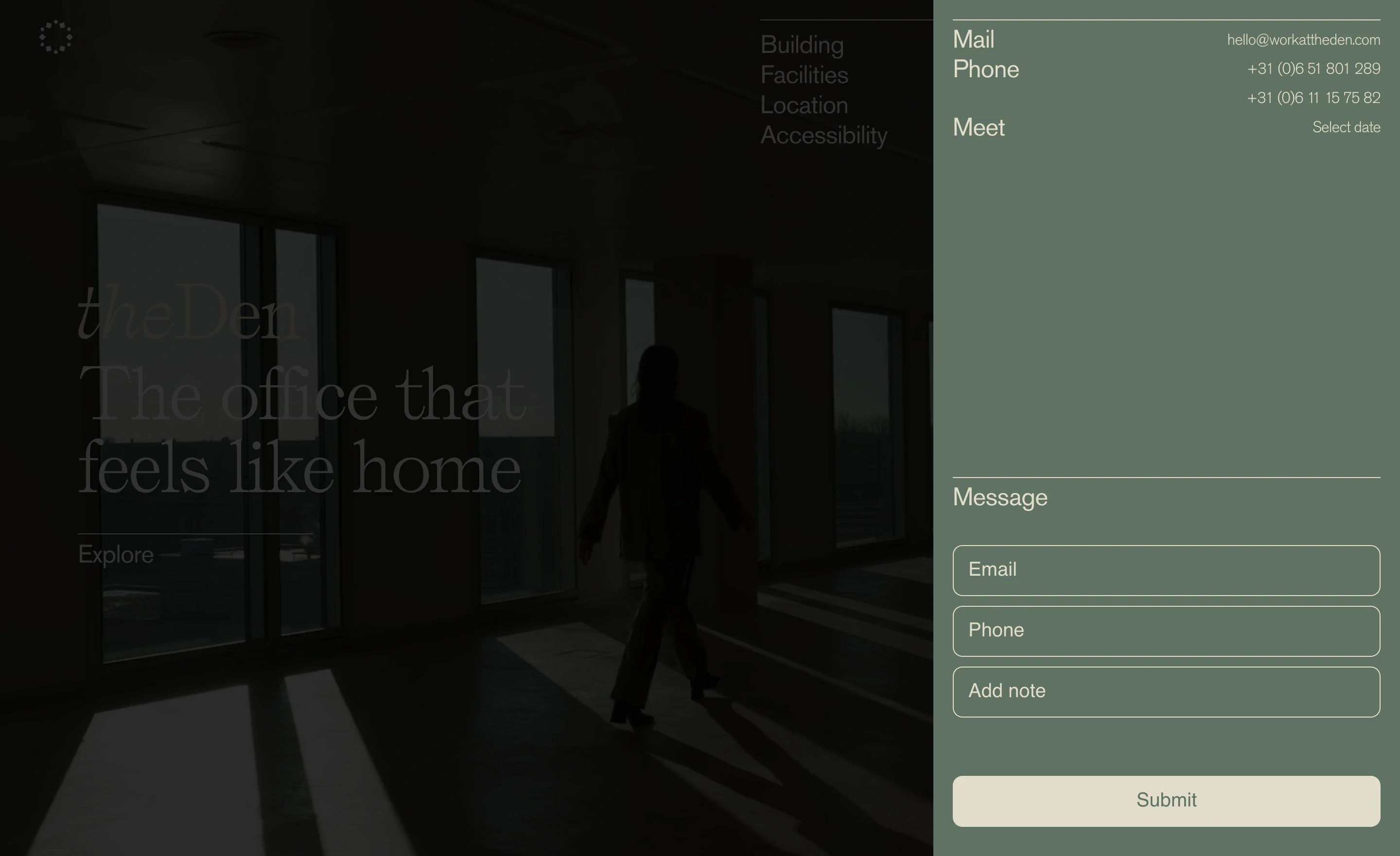 Den Home Page Section Contact