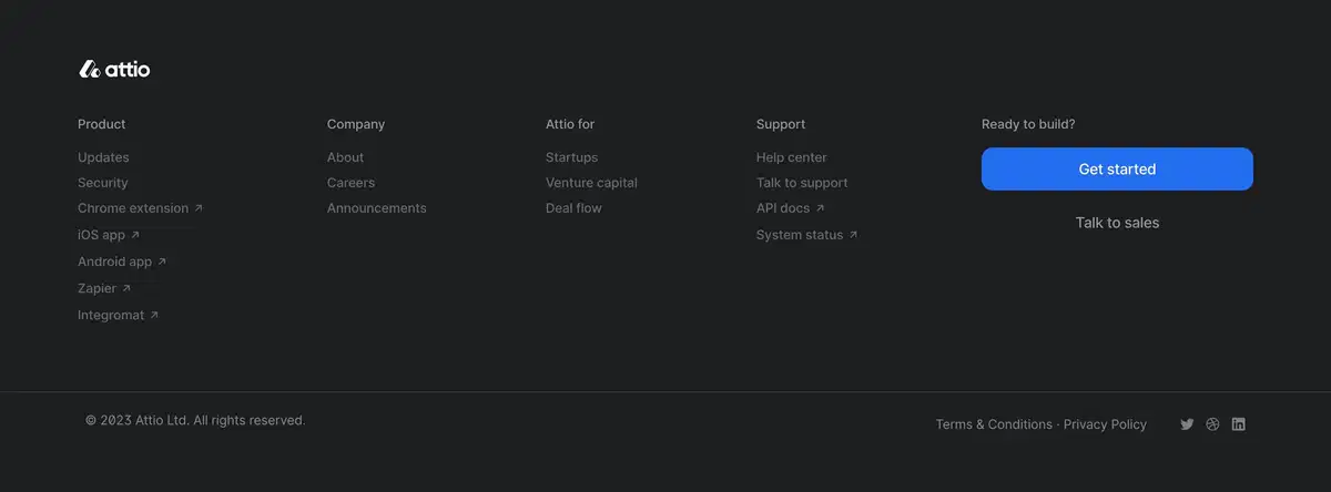 Attio Home Page Section Footer