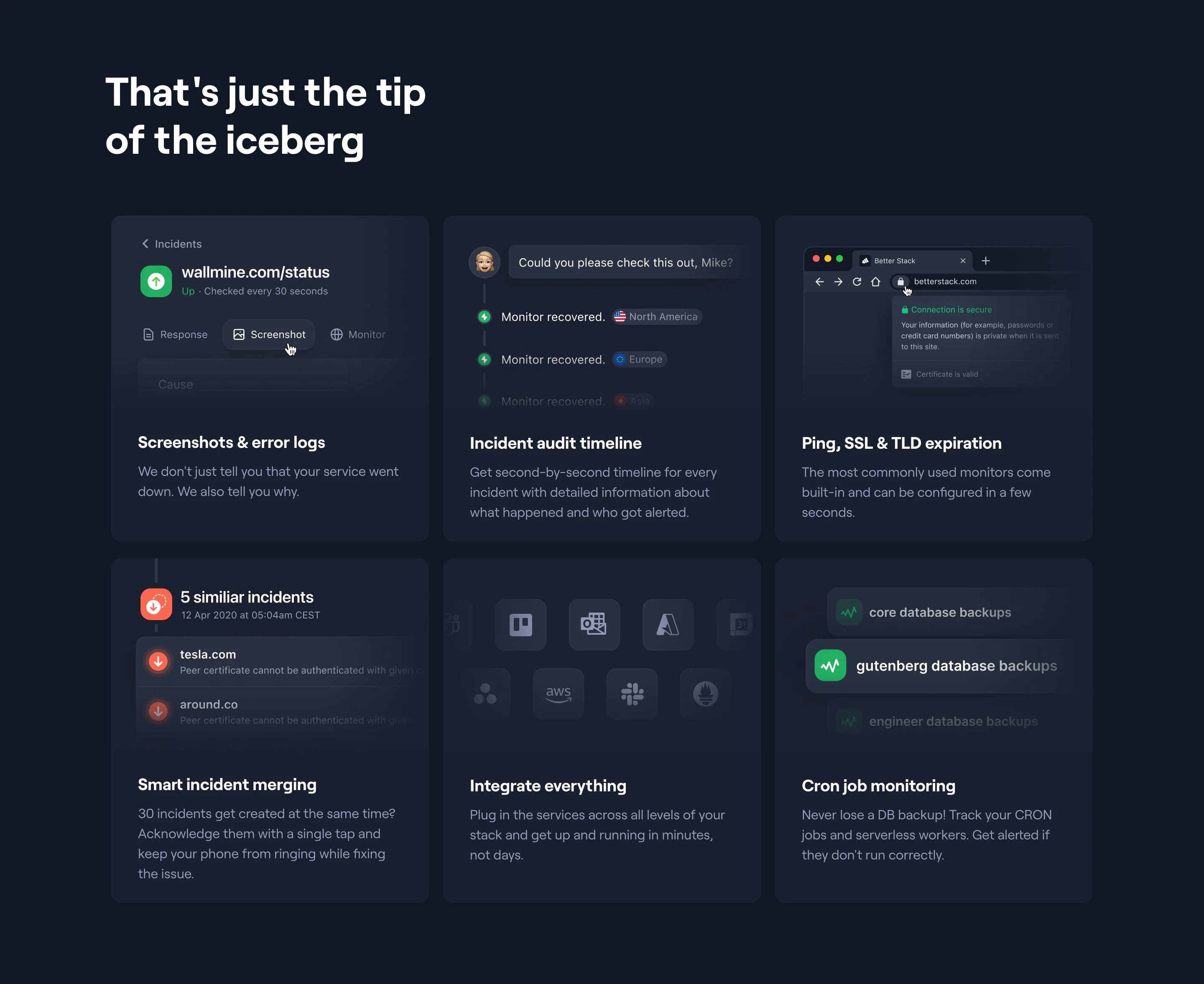 Better Stack Monitoring Page Section Iceberg Tip