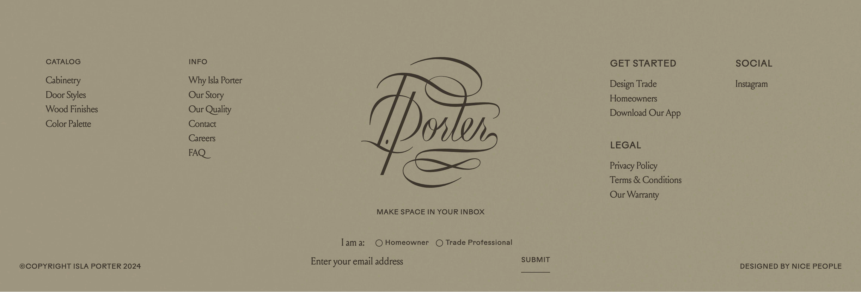 Isla Porter Home Page Section Footer