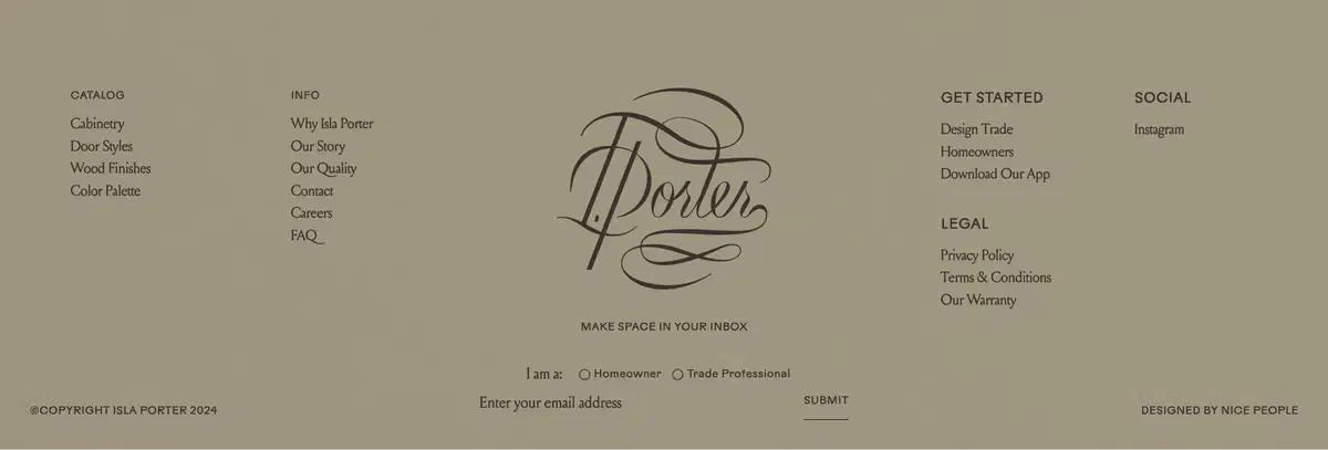 Isla Porter Home Page Section Footer