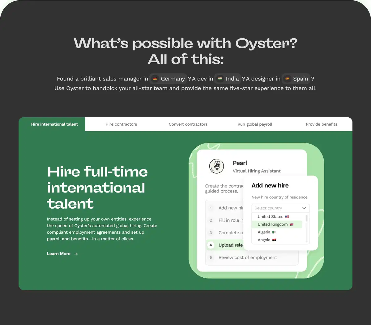 Oyster Home Page Section Services