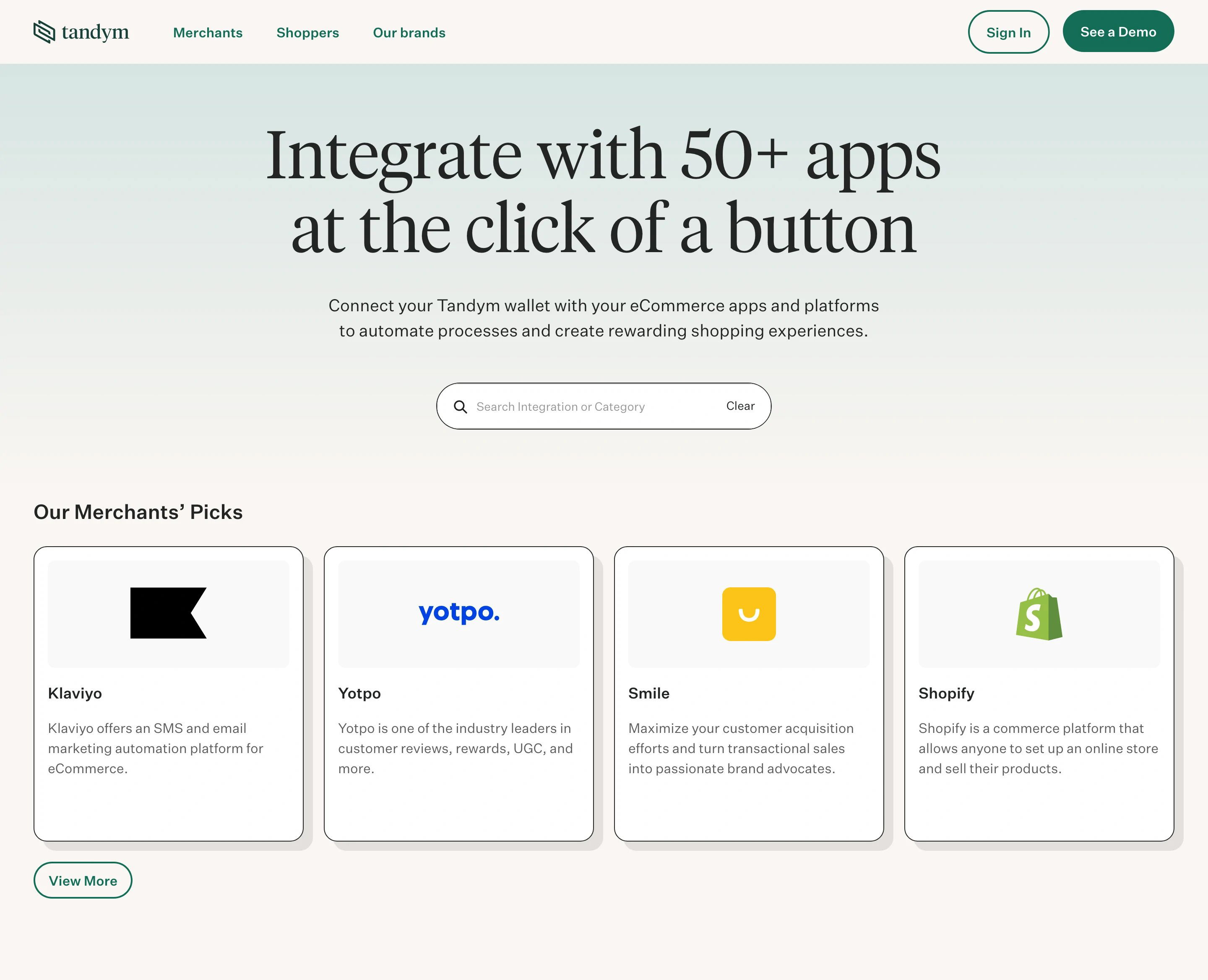 Tandym Integrations Page Section Hero