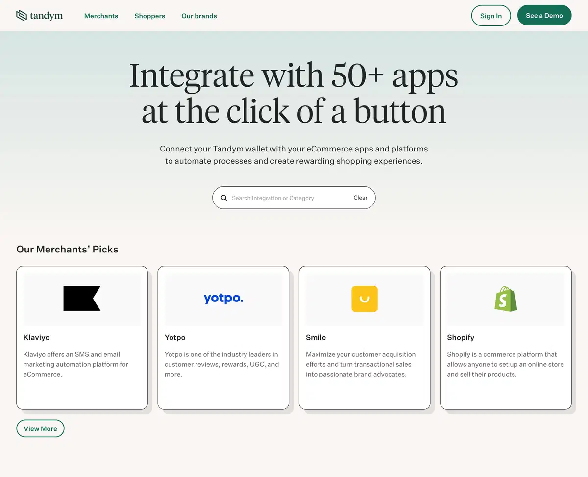 Tandym Integrations Page Section Hero