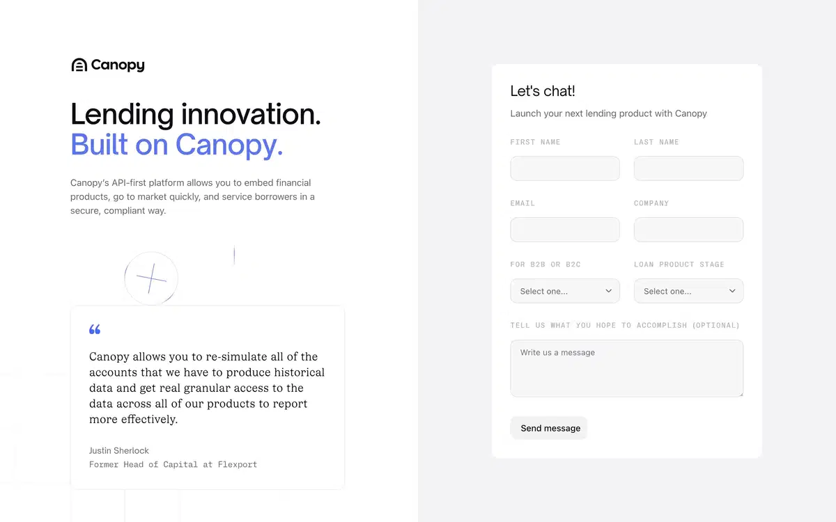 Canopy Start Page Section Hero