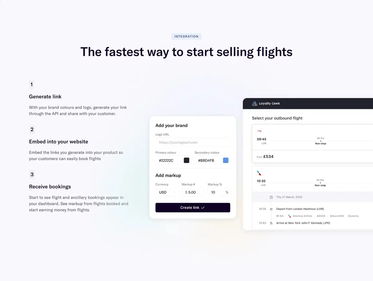 Duffel Links Page Section Integration