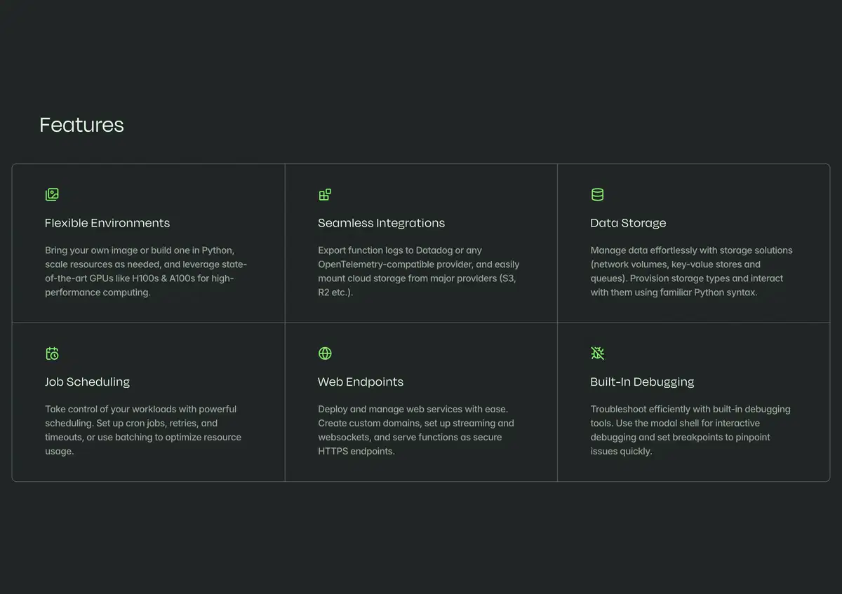 Modal Home Page Section Features