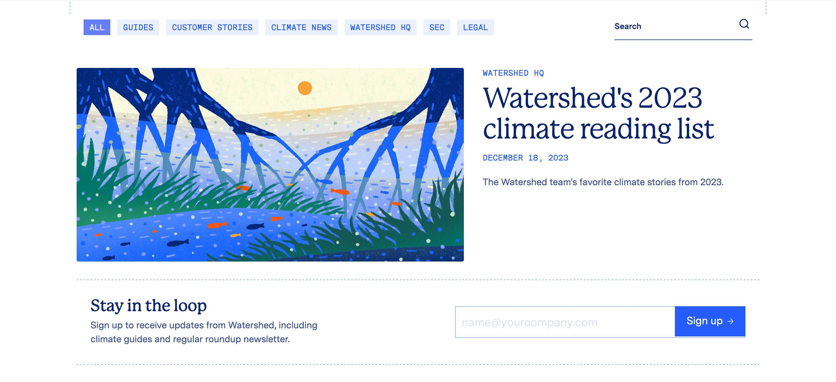 Watershed Blog Page Section Blog Header
