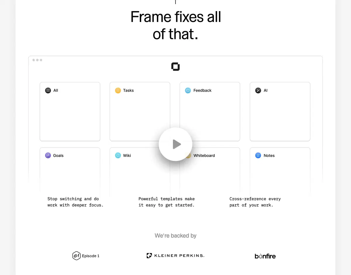 Frame Home Page Section Solutions