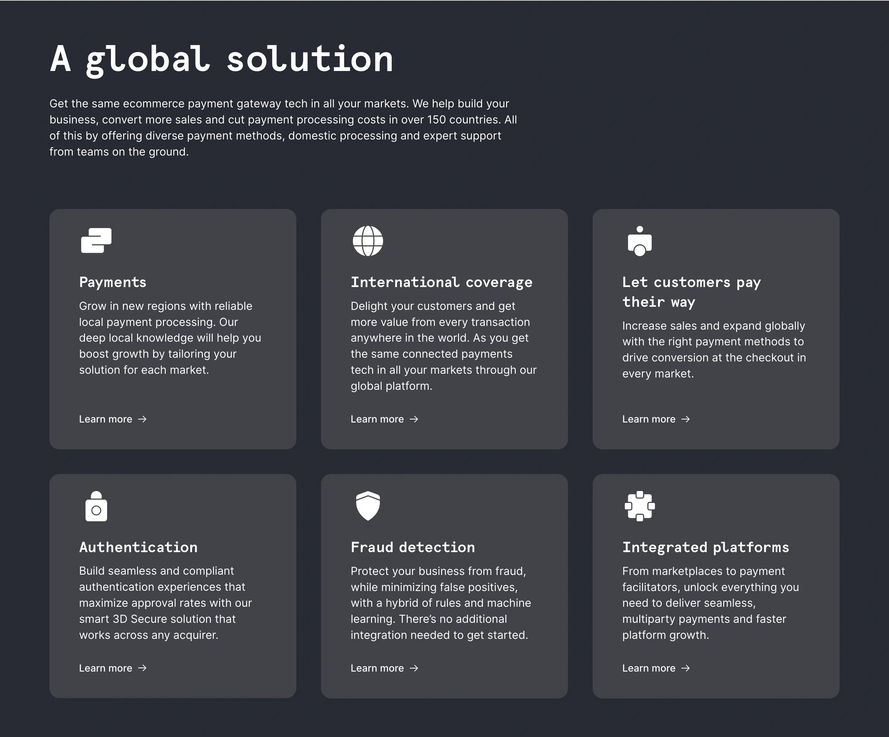 Checkout Ecommerce Page Section Global Solution Features