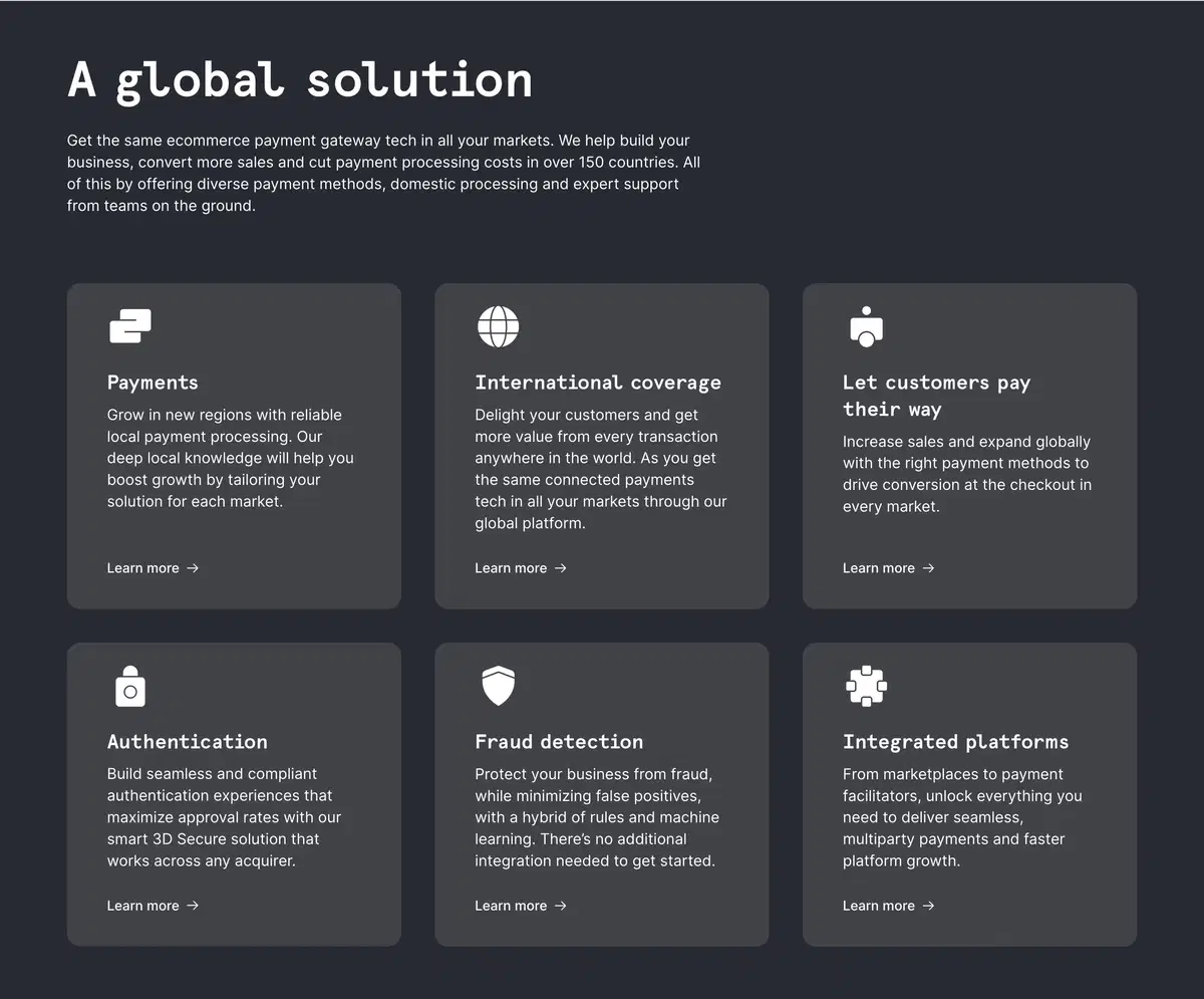 Checkout Ecommerce Page Section Global Solution Features