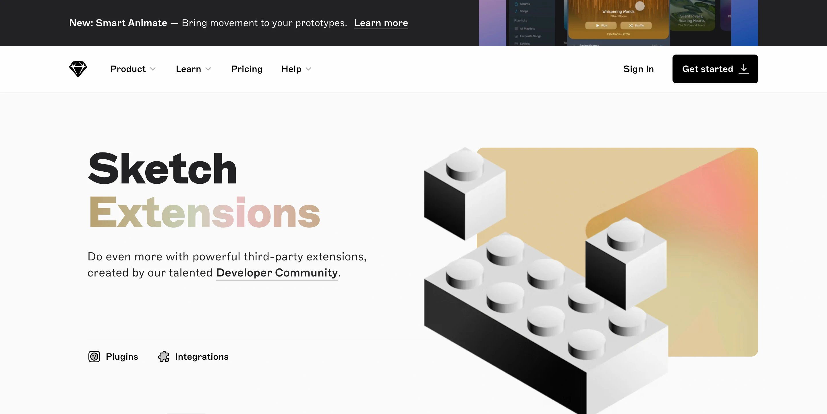 Sketch Extensions Page Section Hero