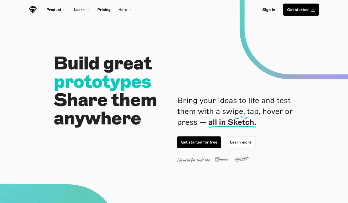 Sketch Prototype Page Section Hero