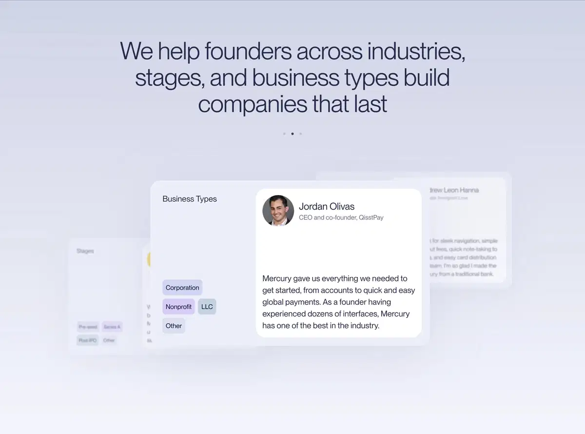 Mercury Home Page Section Testimonial