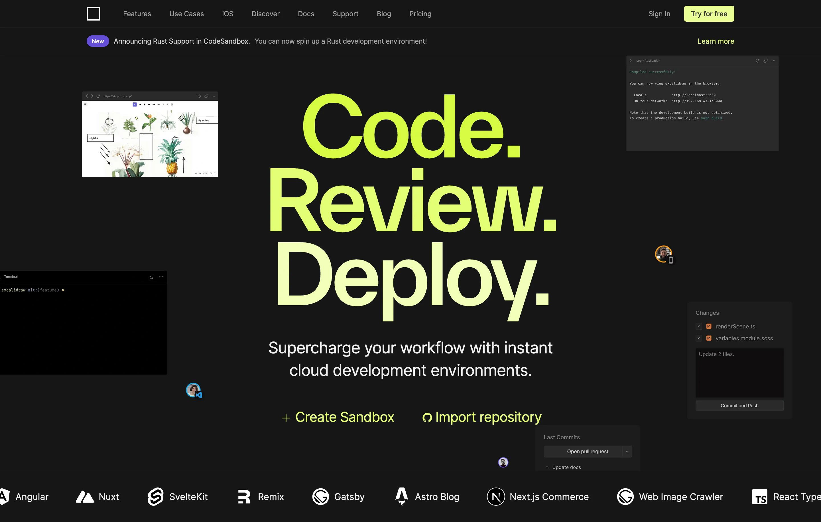 Codesandbox Home Page Section Hero