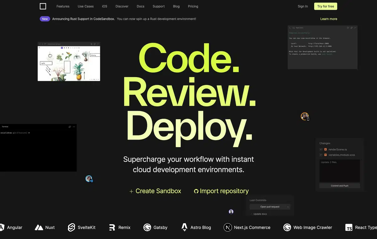Codesandbox Home Page Section Hero