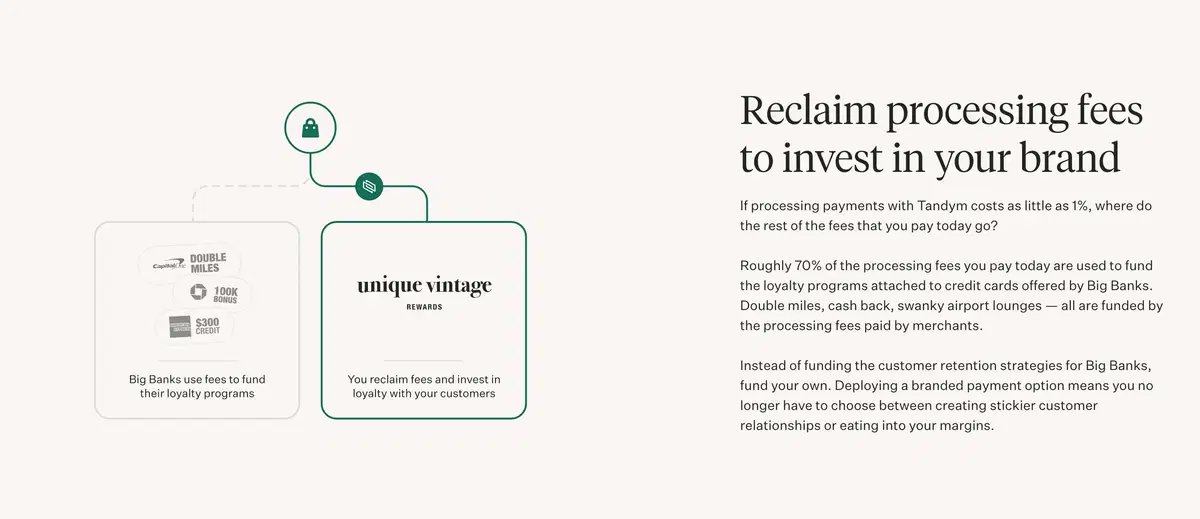 Tandym How it Works Page Section Reclaims Fees
