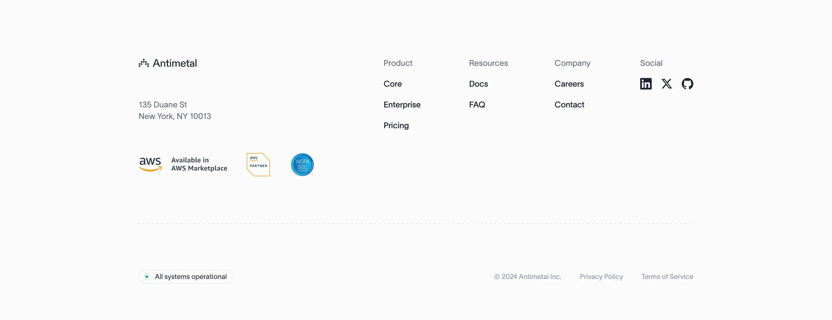 Antimetal Home Page Section Footer