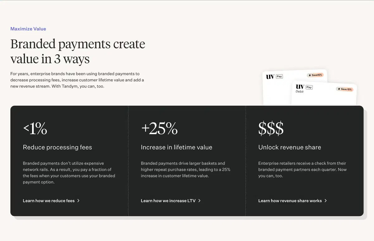 Tandym Home Page Section Maximize Value