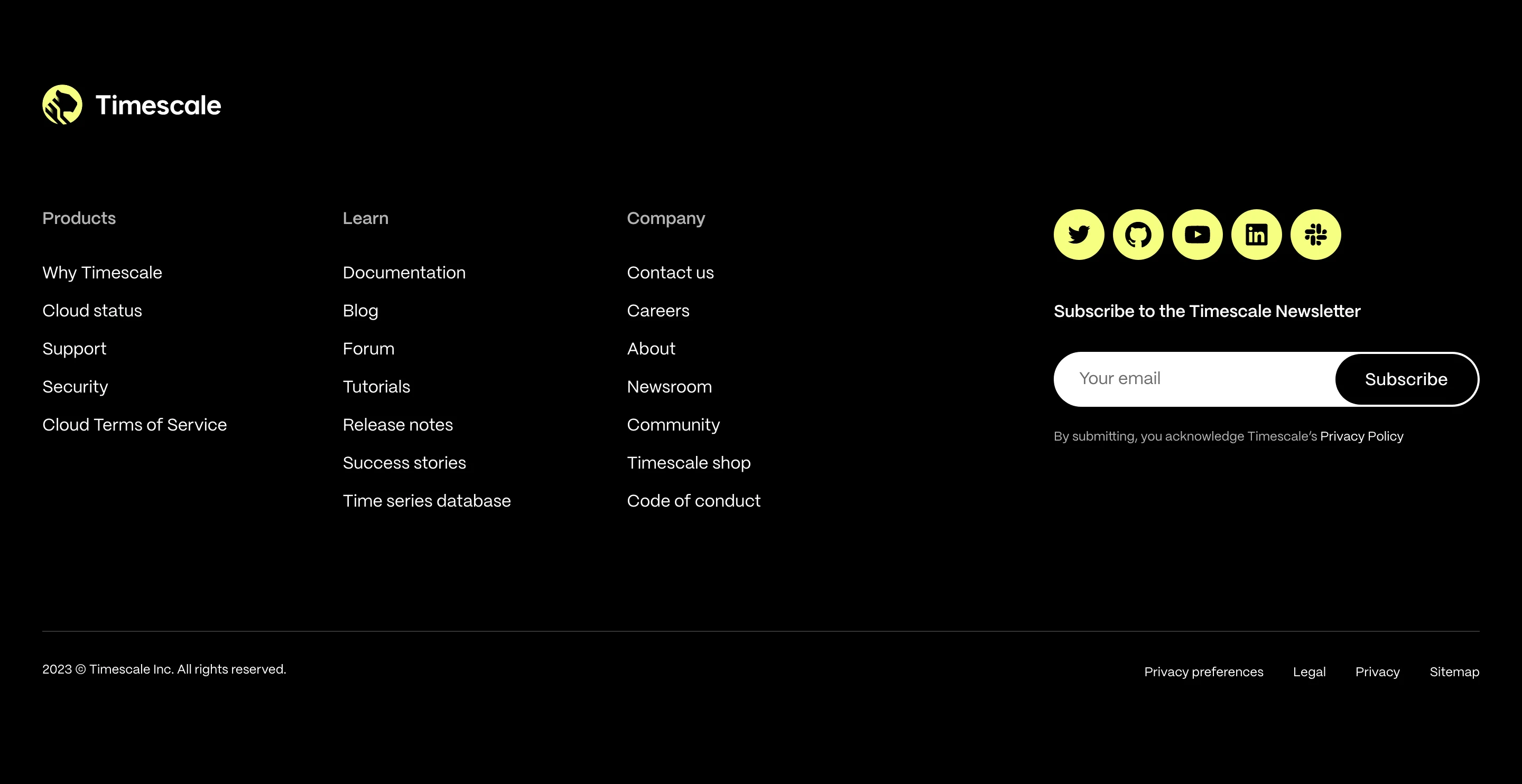 Timescale Home Page Section Footer