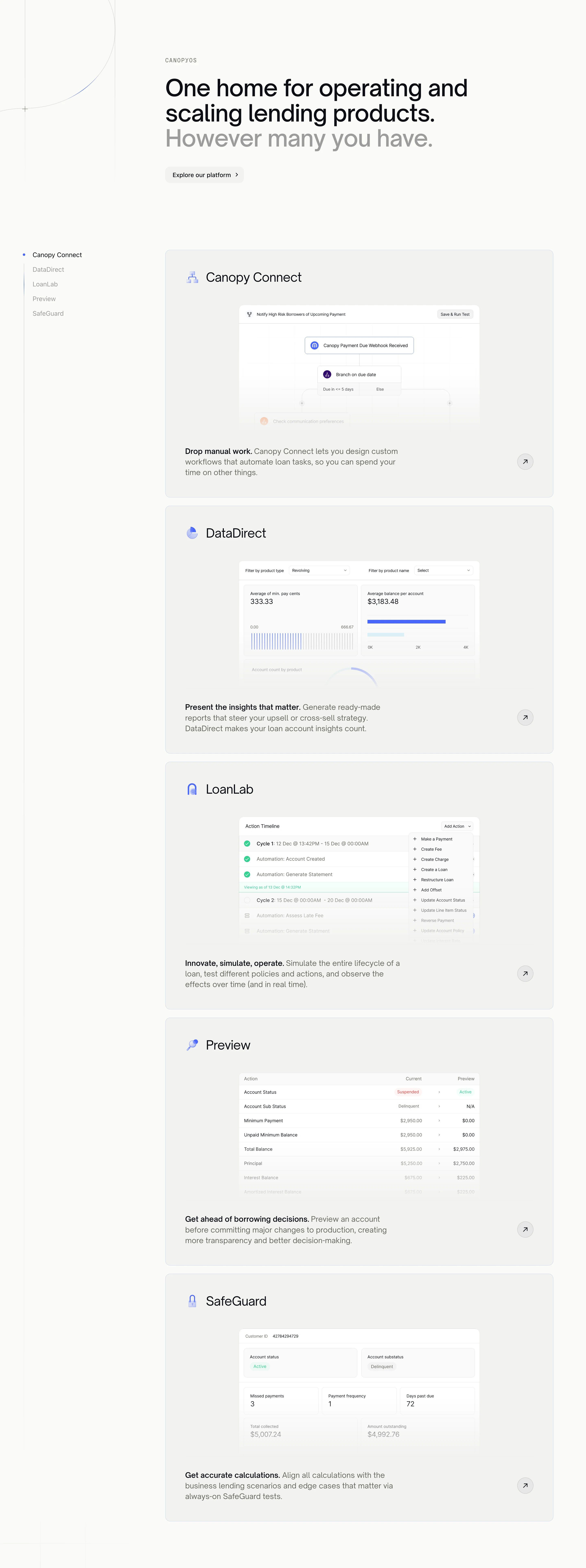 Canopy Home Page Section Platform Features