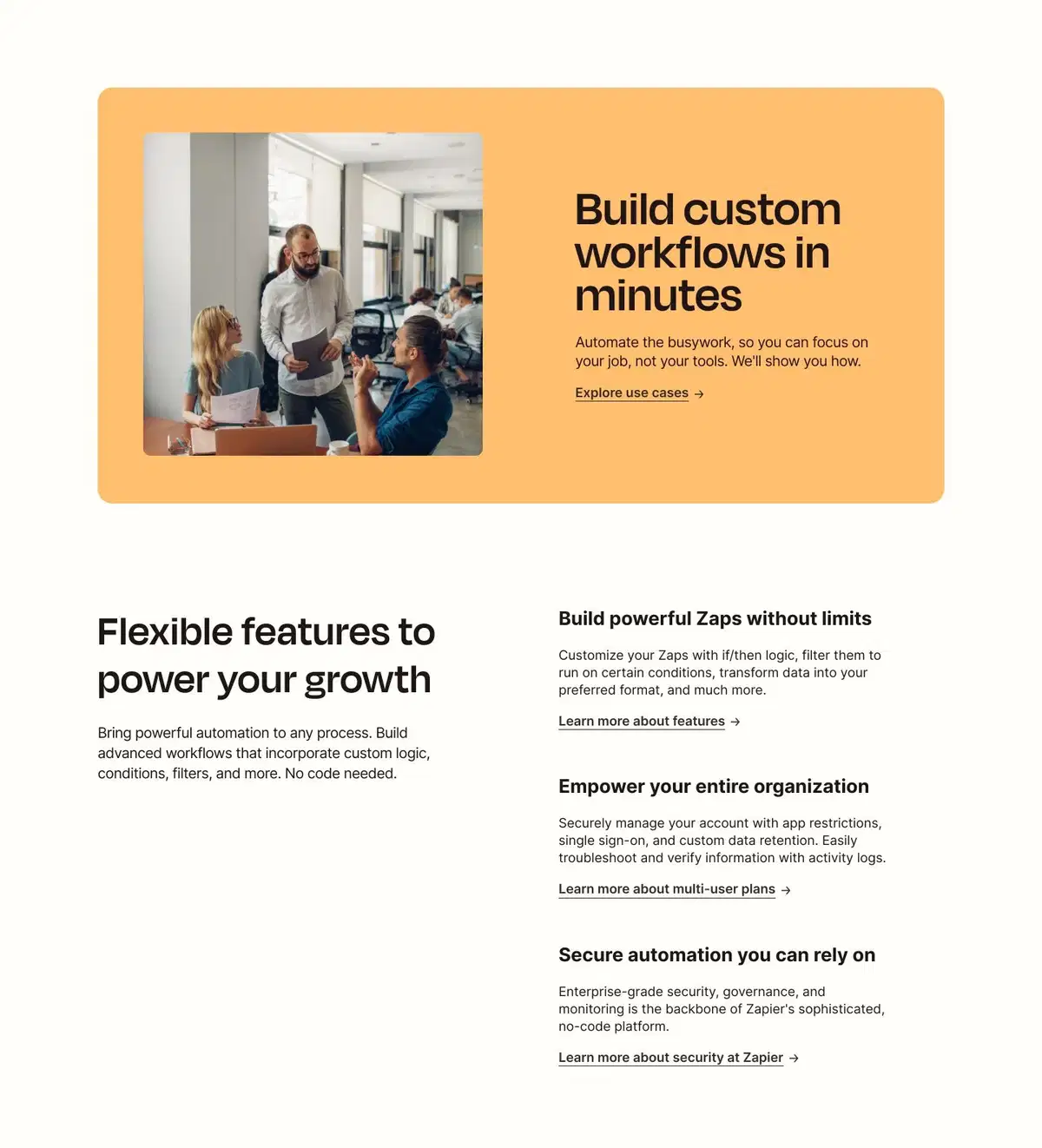 Zapier Product Page Section CTA