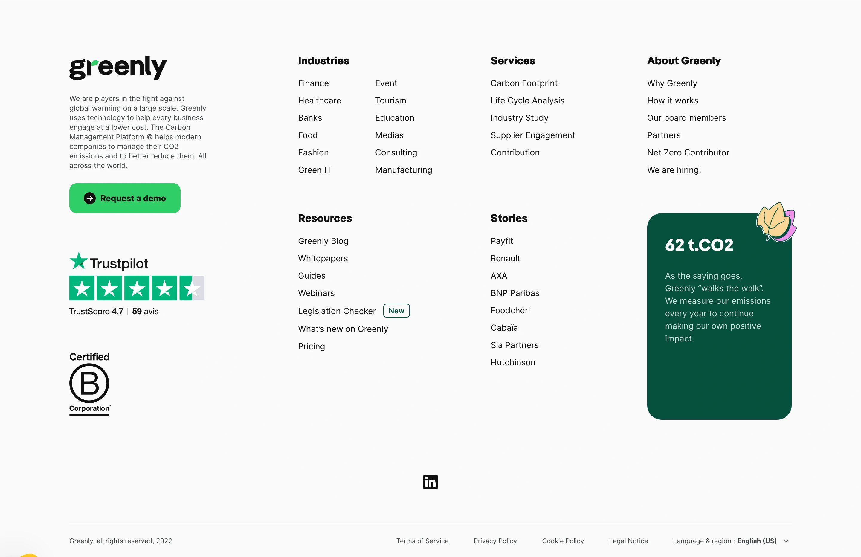 Greenly Home Page Footer Section