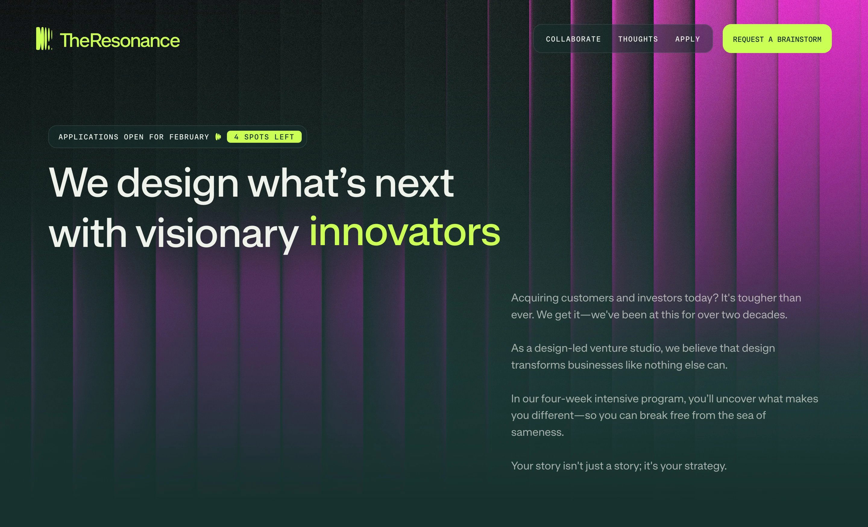 The Resonance Home Page Section Hero