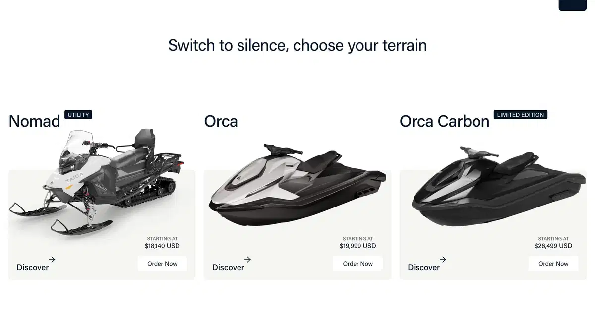 Taiga Home Page Section Discover Taiga Motors