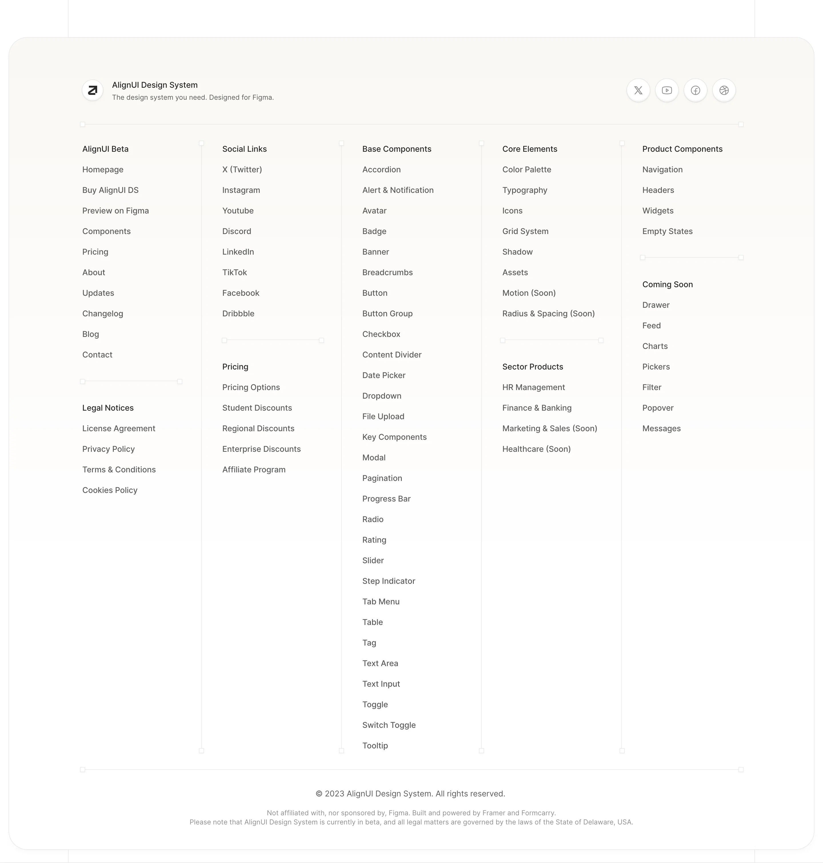 AlignUI Home Page Section Footer
