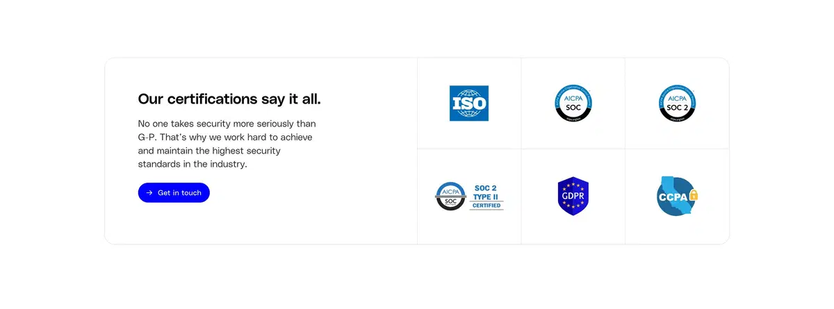 Globalization Partners Security Page Section Certifications