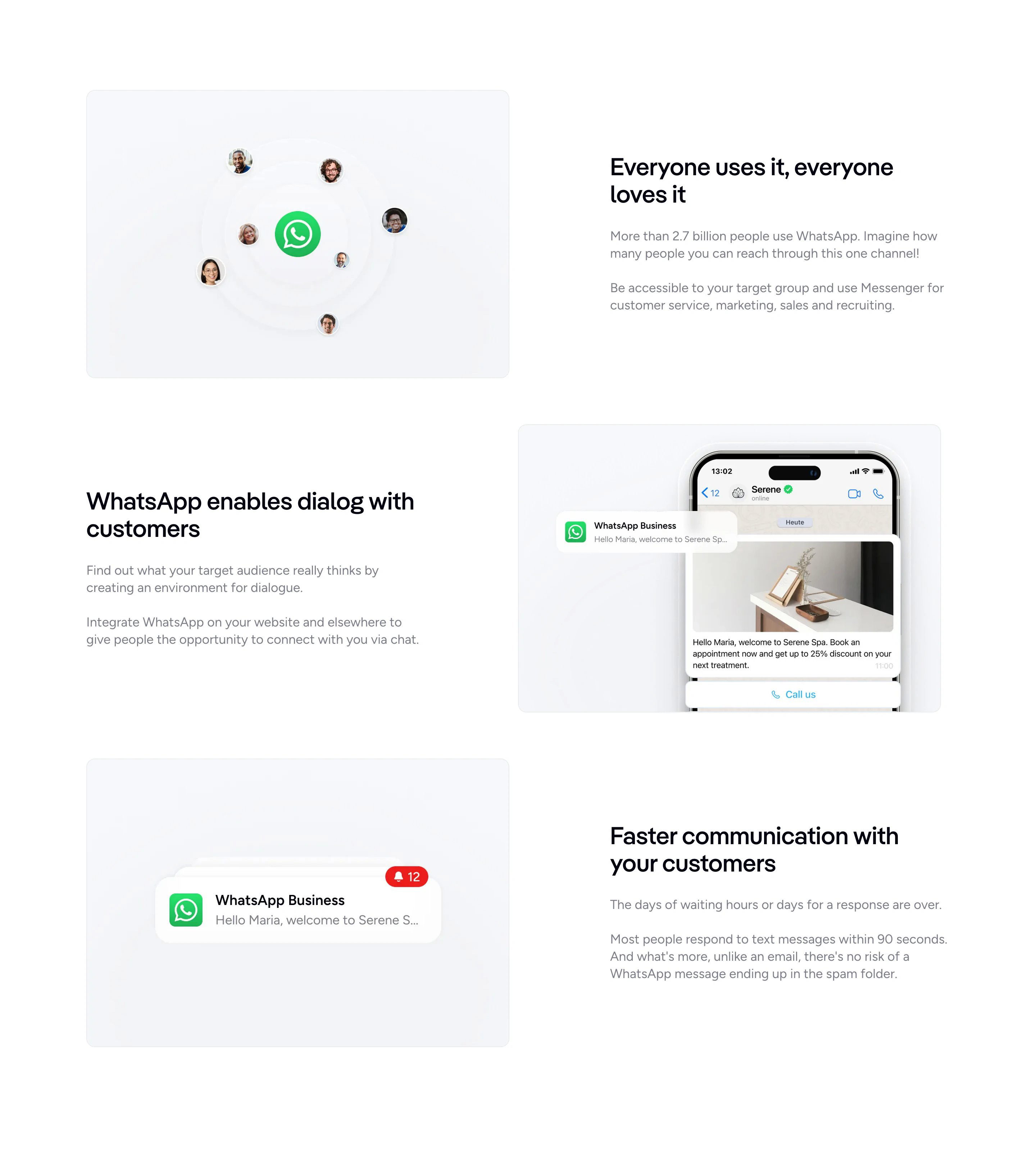 Superchat Business Page Section Features