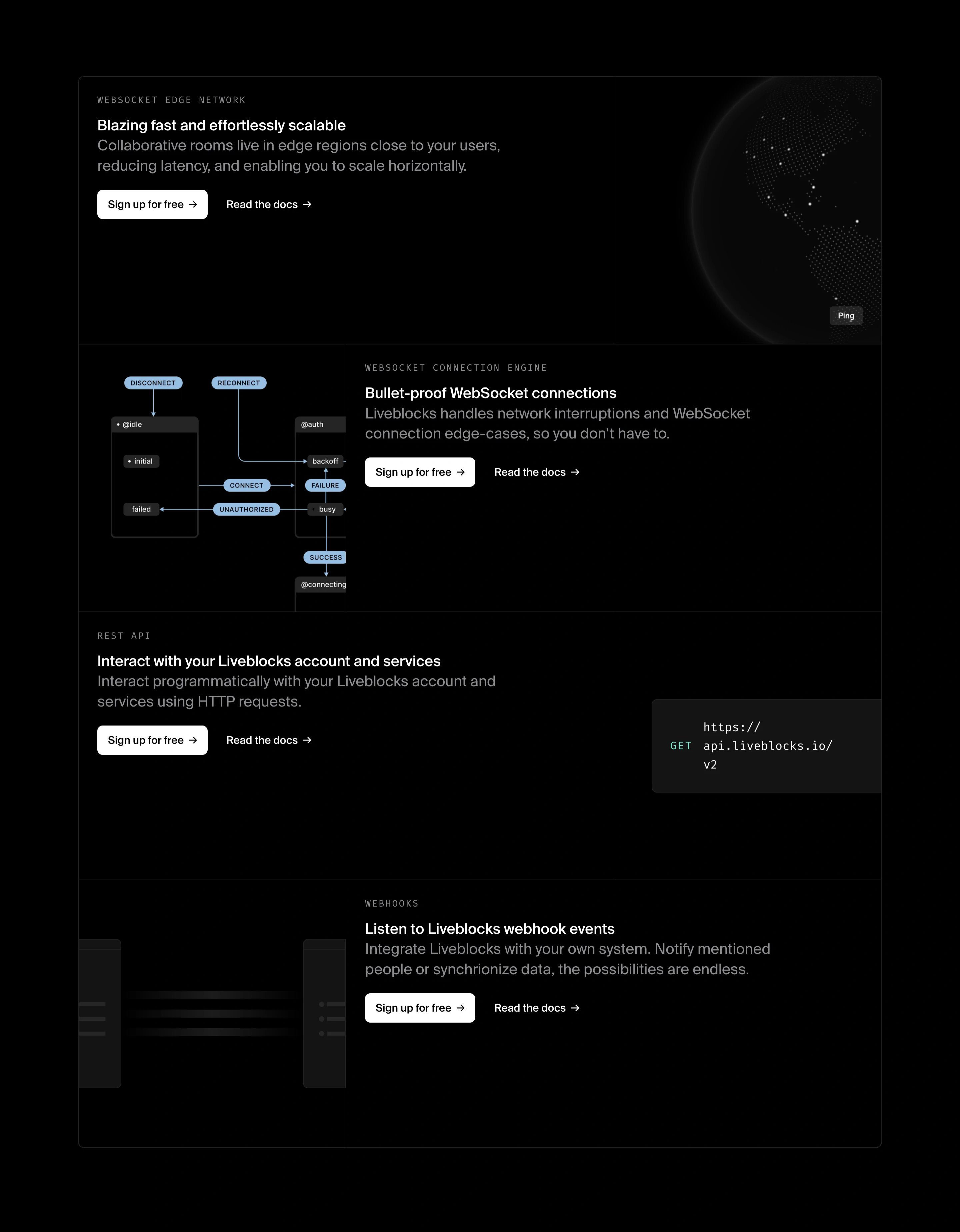 Liveblocks Infrastructure Page Section Features