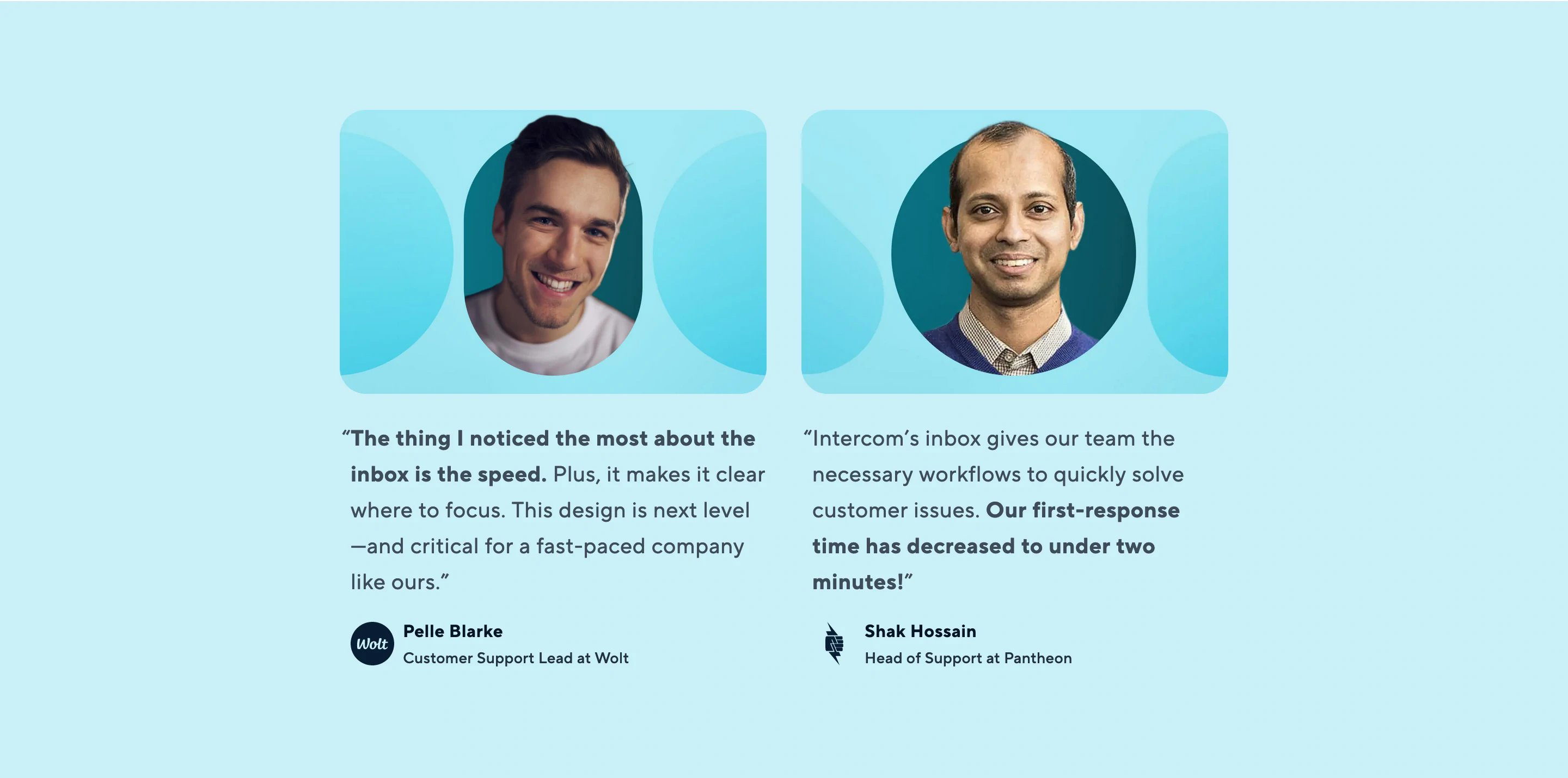 Intercom Help Desk Page Section Testimonials
