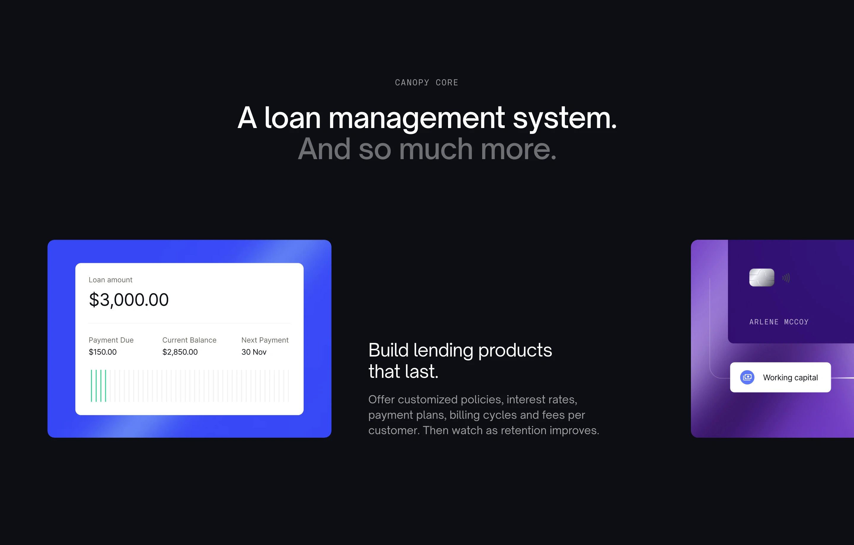 Canopy Home Page Section Core Features