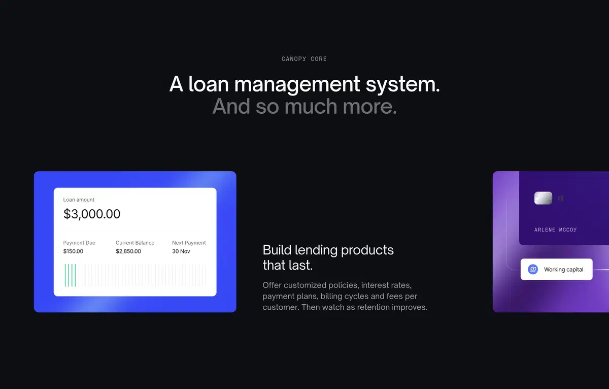 Canopy Home Page Section Core Features