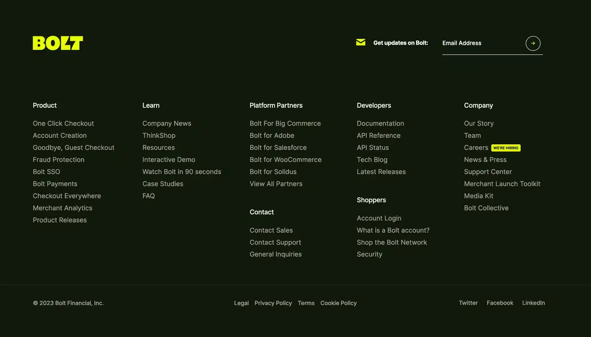 Bolt Home Page Section Footer