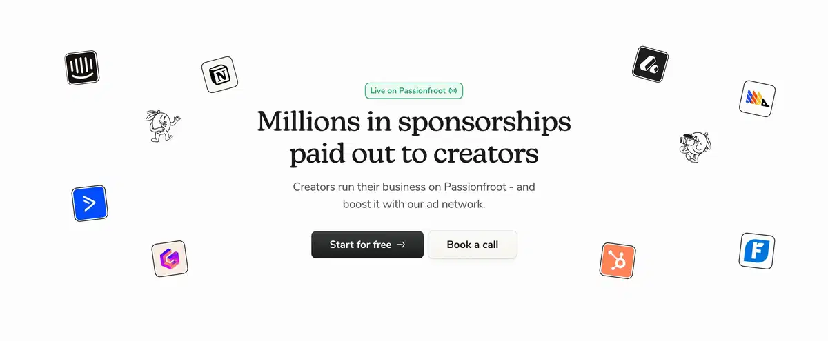 Passionfroot Creator Page Section CTA