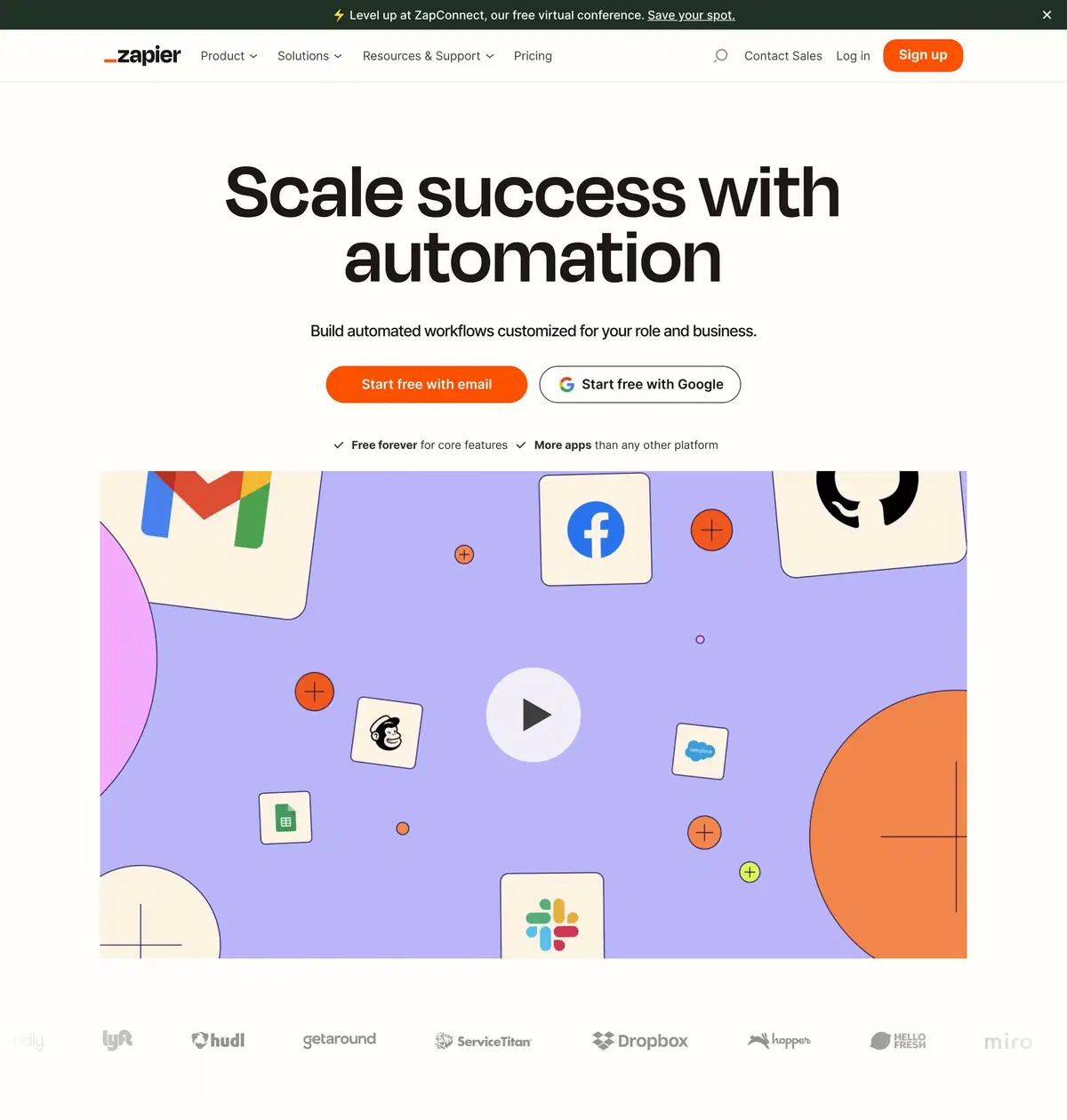 Zapier Home Page Section Hero