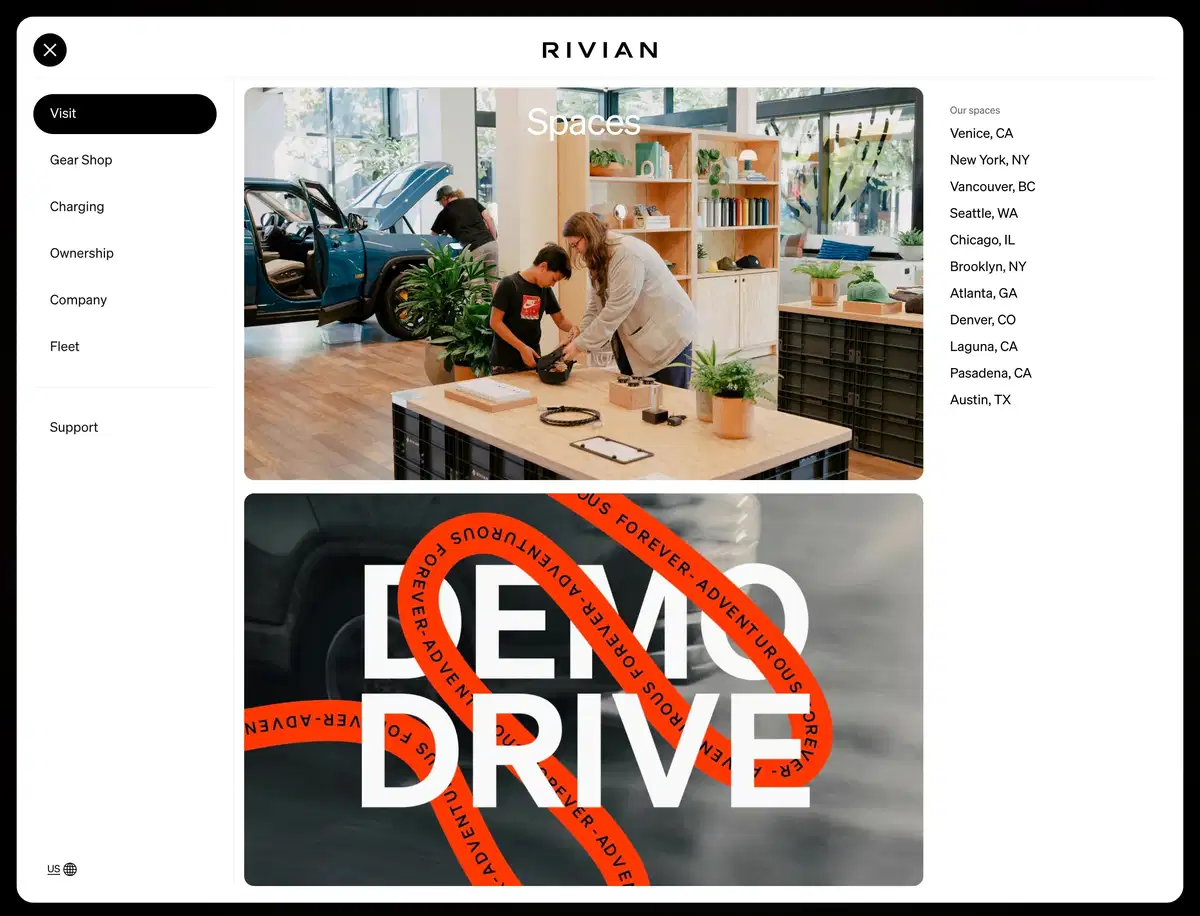 Rivian Visit Mega Menu