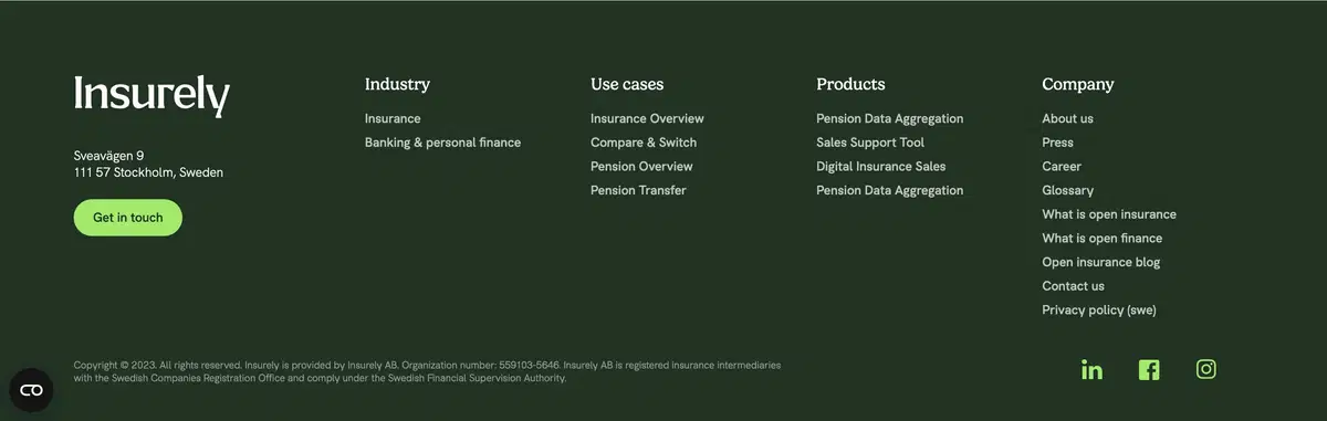 Insurely Home Page Section Footer