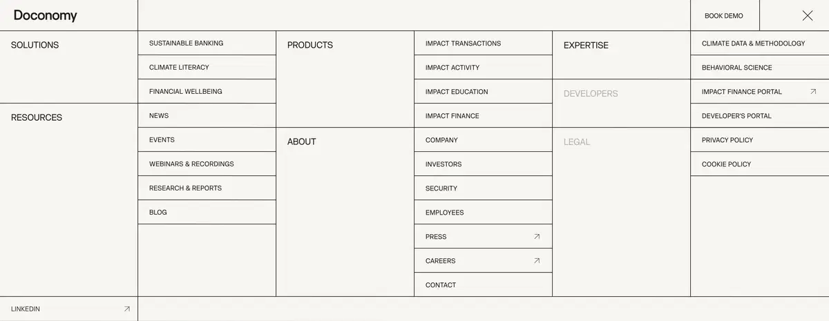 Doconomy Mega Menu