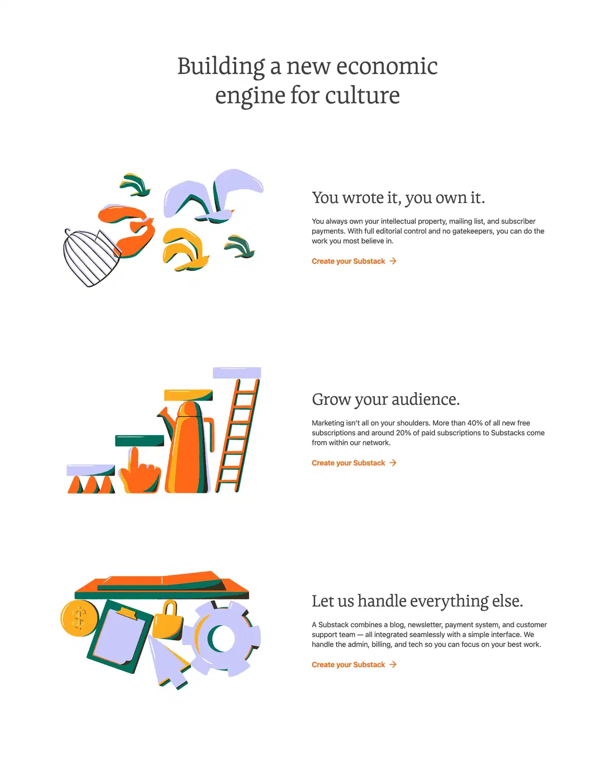 Substack Home Page Section Benefits