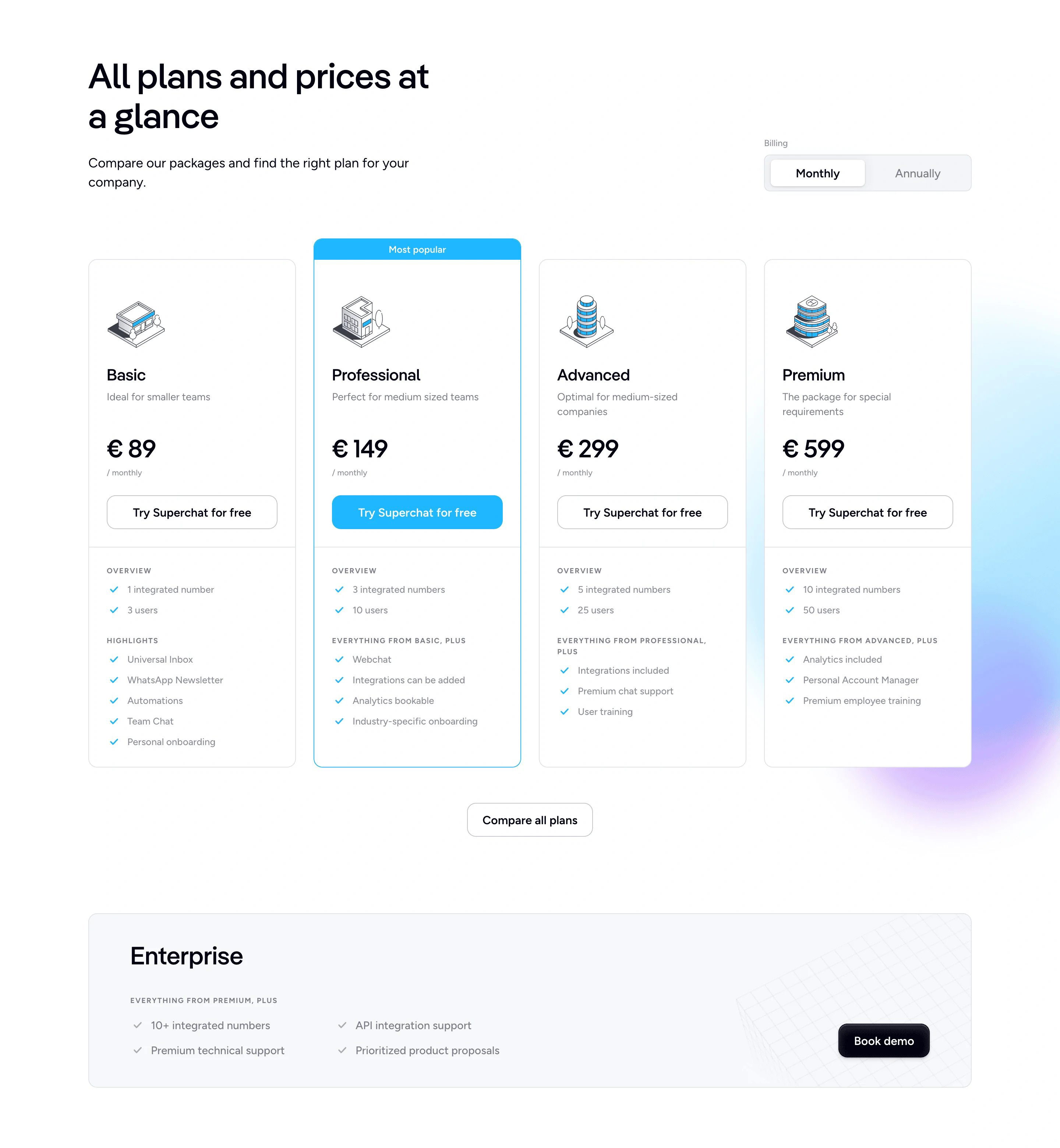 Superchat Pricing Page Section Pricing