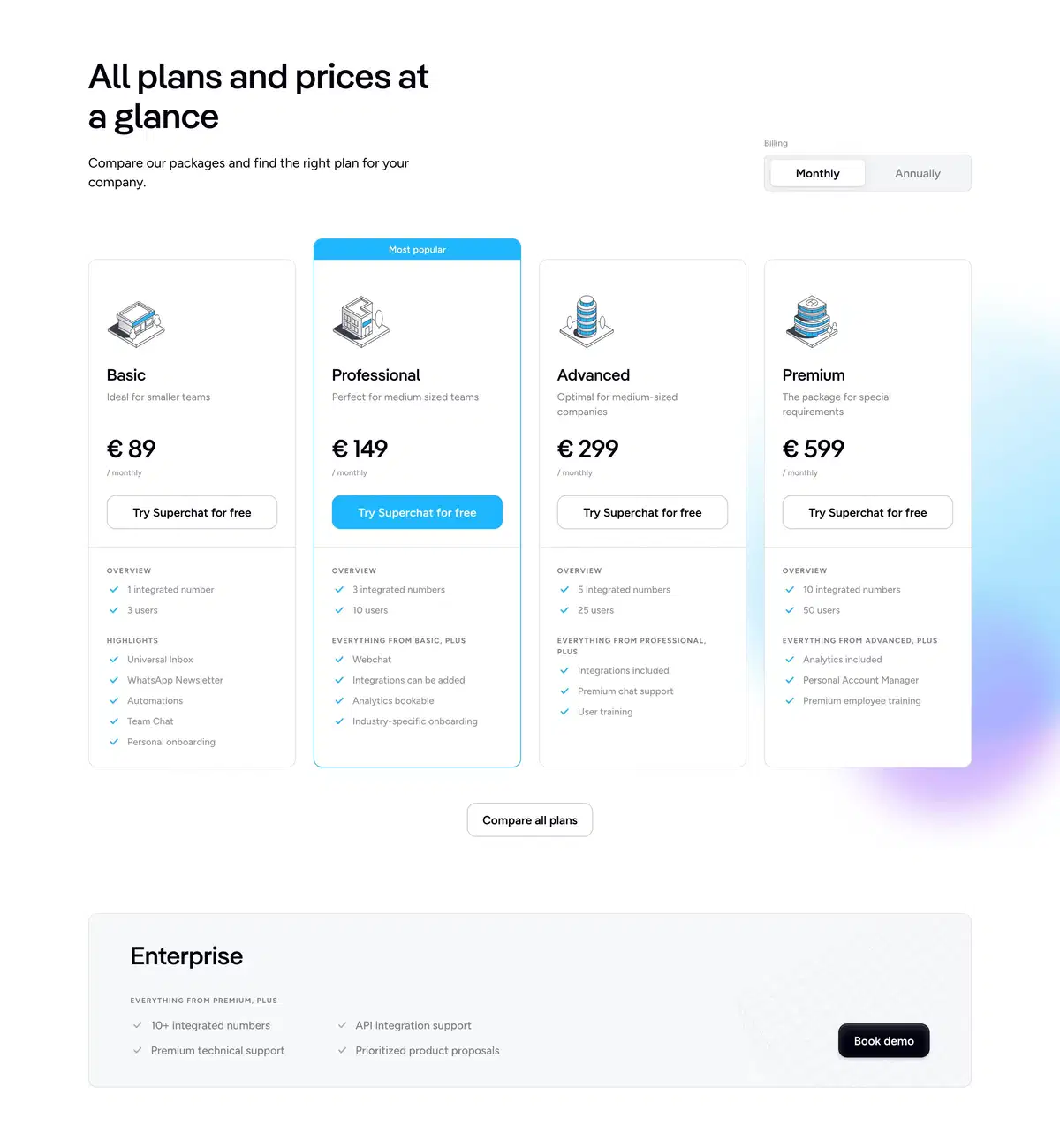 Superchat Pricing Page Section Pricing